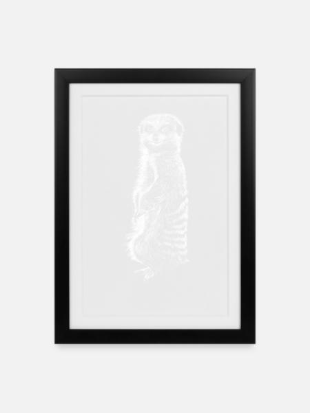 Erdmännchen - Gerahmtes Poster (27 × 37 cm) - Schwarz