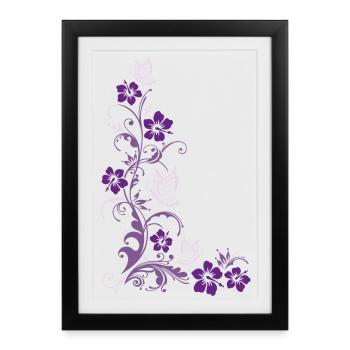 Hibiscus fleurs et papillons - Affiche encadrée (27 × 37 cm) - noir - Devant