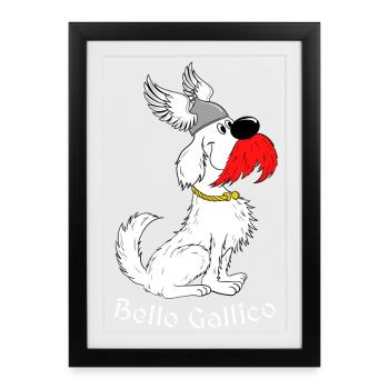 « Bello Gallico - le chien gaulois » police blanche - Affiche encadrée (27 × 37 cm) - noir - Devant