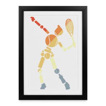 Garçon de tennis - Affiche encadrée (27 × 37 cm) - noir - Devant