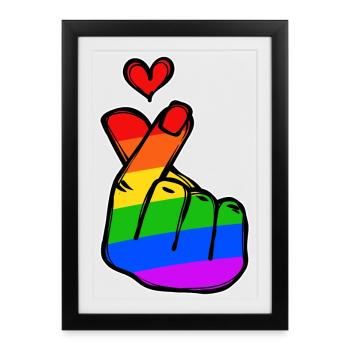 Peace Heart Love Rainbow Mouvement pour la paix - Affiche encadrée (27 × 37 cm) - noir - Devant
