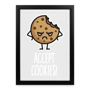 Funny programmers Woke, Accept Cookies, Cookies - Framed poster (27 × 37 cm) - black - Front