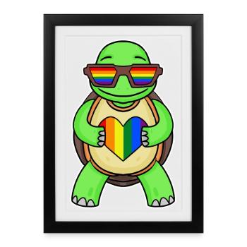 Rainbow Turtle - Framed poster (27 × 37 cm) - black - Front