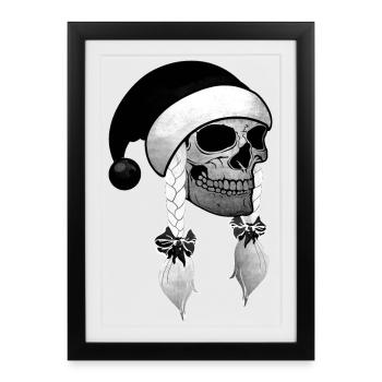Skull Woman Christmas Beanie Braids - Framed poster (27 × 37 cm) - black - Front