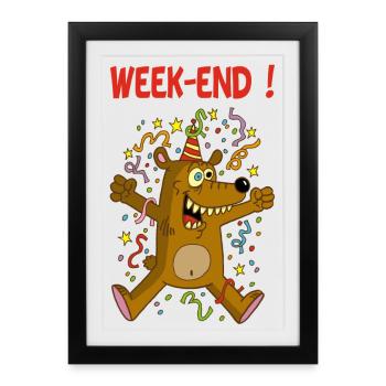 Weekend bear - Framed poster (27 × 37 cm) - black - Front