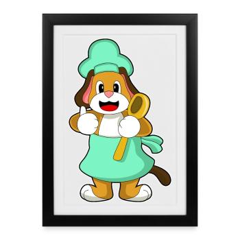 Cuisine pour chiens Cuisson à la cuillère - Affiche encadrée (27 × 37 cm) - noir - Devant