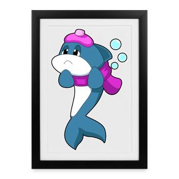 Bouillotte dauphins - Affiche encadrée (27 × 37 cm) - noir - Devant
