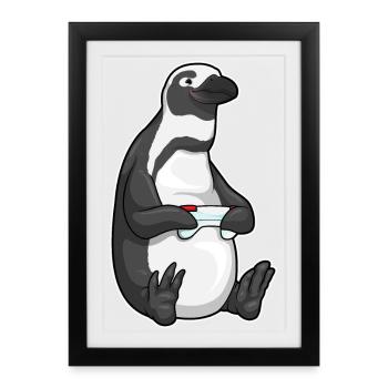Manette Penguin Gamer - Affiche encadrée (27 × 37 cm) - noir - Devant