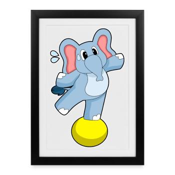 Elephant Workout Gymnastics Fitness - Framed poster (27 × 37 cm) - black - Front