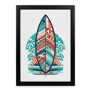 Planche de surf - Affiche encadrée (27 × 37 cm) - noir - Devant
