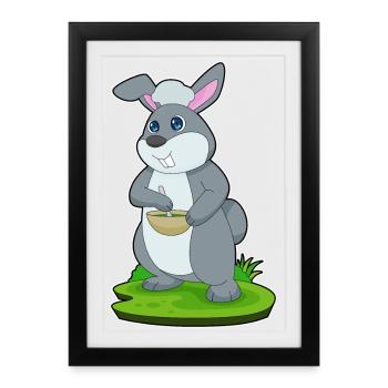 Cuisson dans un bol de cuisson pour lapins - Affiche encadrée (27 × 37 cm) - noir - Devant