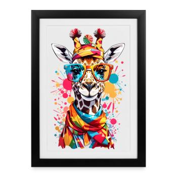 Girafe cool - Affiche encadrée (27 × 37 cm) - noir - Devant