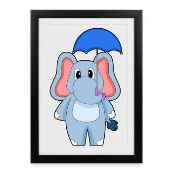 Elephant Umbrella - Framed poster (27 × 37 cm) - black - Front