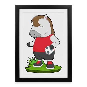Pferd Handballspieler Handball - Gerahmtes Poster (27 × 37 cm) - Schwarz - Vorne