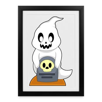 Ghost Halloween Tombstone - Framed poster (27 × 37 cm) - black - Front