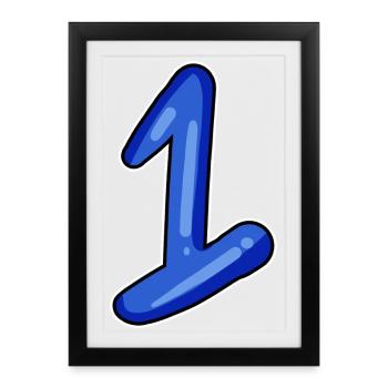 1 blue number number - Framed poster (27 × 37 cm) - black - Front