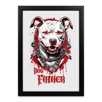 Race de chien pit-bulls, père de chien - Affiche encadrée (27 × 37 cm) - noir - Devant