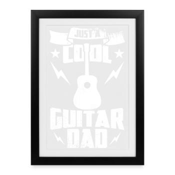 Papa Guitare Cool - Affiche encadrée (27 × 37 cm) - noir - Devant