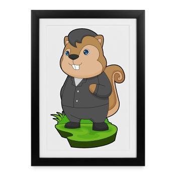 Écureuil marié costume mariage - Affiche encadrée (27 × 37 cm) - noir - Devant