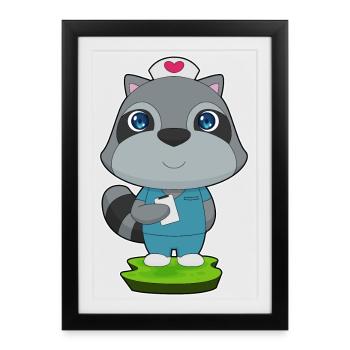 Raccoon Nurse - Framed poster (27 × 37 cm) - black - Front