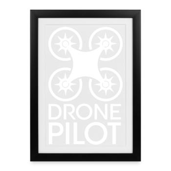 Drone Pilote Vol Drôle Dictons Volant Logo icône - Affiche encadrée (27 × 37 cm) - noir - Devant
