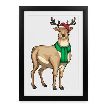Noël Renne Hiver - Affiche encadrée (27 × 37 cm) - noir - Devant
