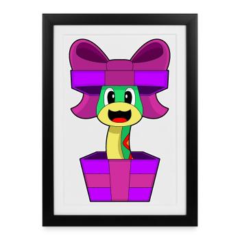 Snake Christmas Package - Framed poster (27 × 37 cm) - black - Front