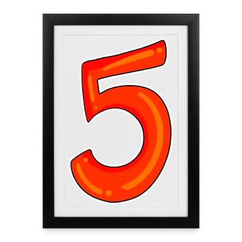 Five Number Number Symbol 5 - Framed poster (27 × 37 cm) - black - Front