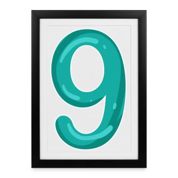 Number 9 - Nine - 9 Motif - Framed poster (27 × 37 cm) - black - Front