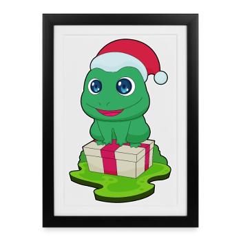 Forfait de Noël grenouille - Affiche encadrée (27 × 37 cm) - noir - Devant