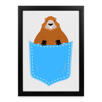 marmotte dans une poche - Affiche encadrée (27 × 37 cm) - noir - Devant