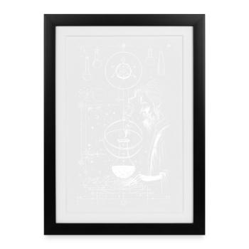 Magic Alchemist Motif of White Lines - Framed poster (27 × 37 cm) - black - Front