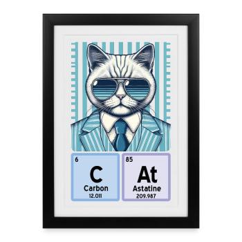 Chemistry Cat : Le catalyseur cool - Affiche encadrée (27 × 37 cm) - noir - Devant