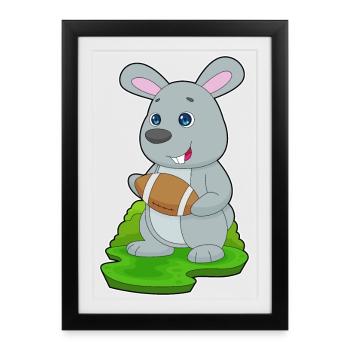 Sports de football américain Rabbit - Affiche encadrée (27 × 37 cm) - noir - Devant