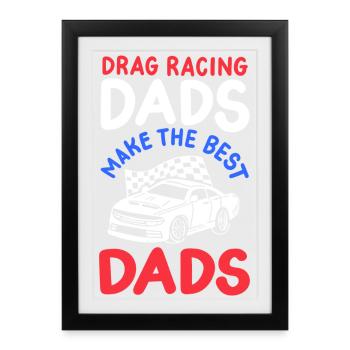 Drag Racing Papa Vatertag - Gerahmtes Poster (27 × 37 cm) - Schwarz - Vorne