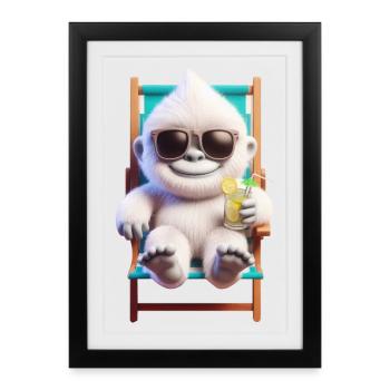 Yeti Monster dans une chaise longue - Affiche encadrée (27 × 37 cm) - noir - Devant