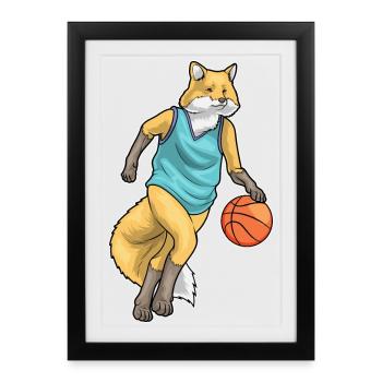 Fox Basketball Player Basketball - Framed poster (27 × 37 cm) - black - Front