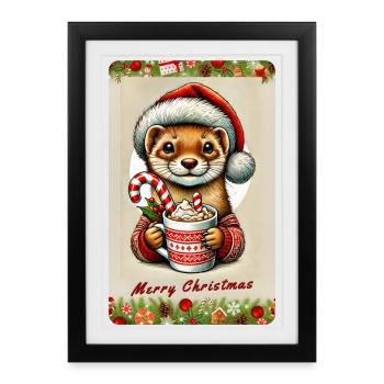 Martre de Noël au chocolat chaud - Affiche encadrée (27 × 37 cm) - noir - Devant