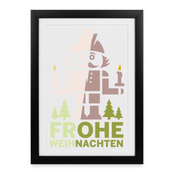 Casse-Noisette Joyeux Noël Sapin Mineur Bougie - Affiche encadrée (27 × 37 cm) - noir - Devant