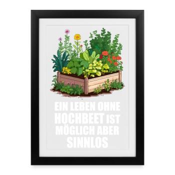 Hobbygärtner, Hochbeet, Garten, Pflanzen, Gemüse - Gerahmtes Poster (27 × 37 cm) - Schwarz - Vorne