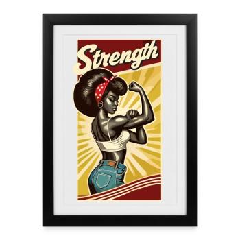 Strength Strong Black Woman Rockabilly Gift - Framed poster (27 × 37 cm) - black - Front