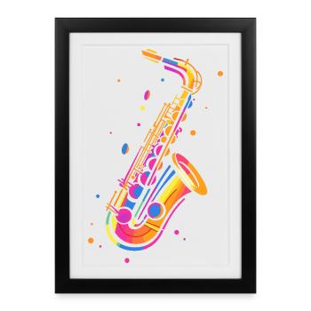 Retro Saxophone - Framed poster (27 × 37 cm) - black - Front