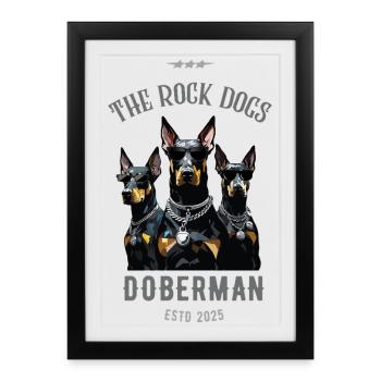 doberman Pinscher - the rock dog - Framed poster (27 × 37 cm) - black - Front