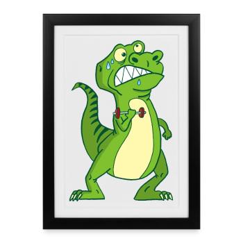 Tyrannosaure et petits bras - Affiche encadrée (27 × 37 cm) - noir - Devant
