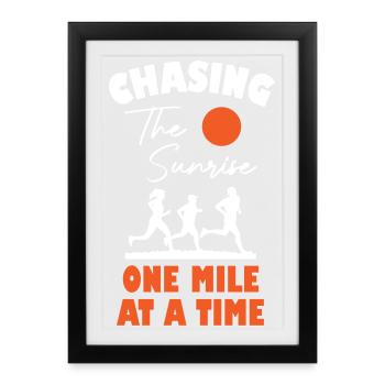 Running Chasing The Sunrise - Framed poster (27 × 37 cm) - black - Front