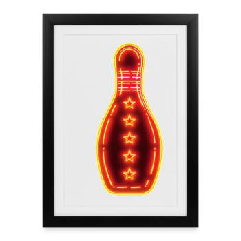 Bowling rétro - Affiche encadrée (27 × 37 cm) - noir - Devant