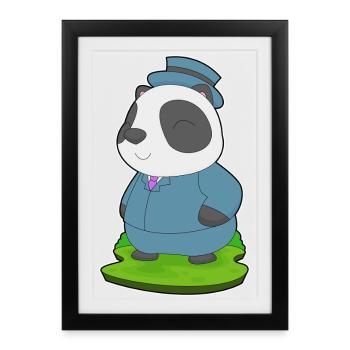 Costume de mariage Panda Groom - Affiche encadrée (27 × 37 cm) - noir - Devant