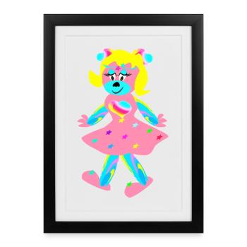 Triène arc-en-ciel - Fantaisie - Petits animaux - Affiche encadrée (27 × 37 cm) - noir - Devant