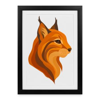 Élégante tête de lynx – Chat sauvage puissant - Affiche encadrée (27 × 37 cm) - noir - Devant
