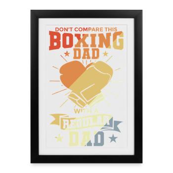 Papa boxeur - Affiche encadrée (27 × 37 cm) - noir - Devant